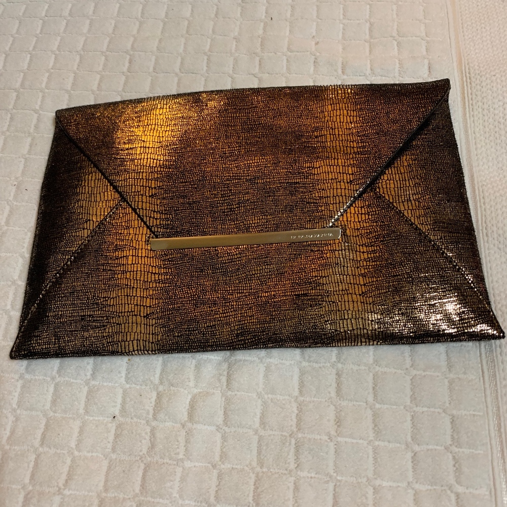 BCBG Bronze Snakeskin Envelope Clutcjh